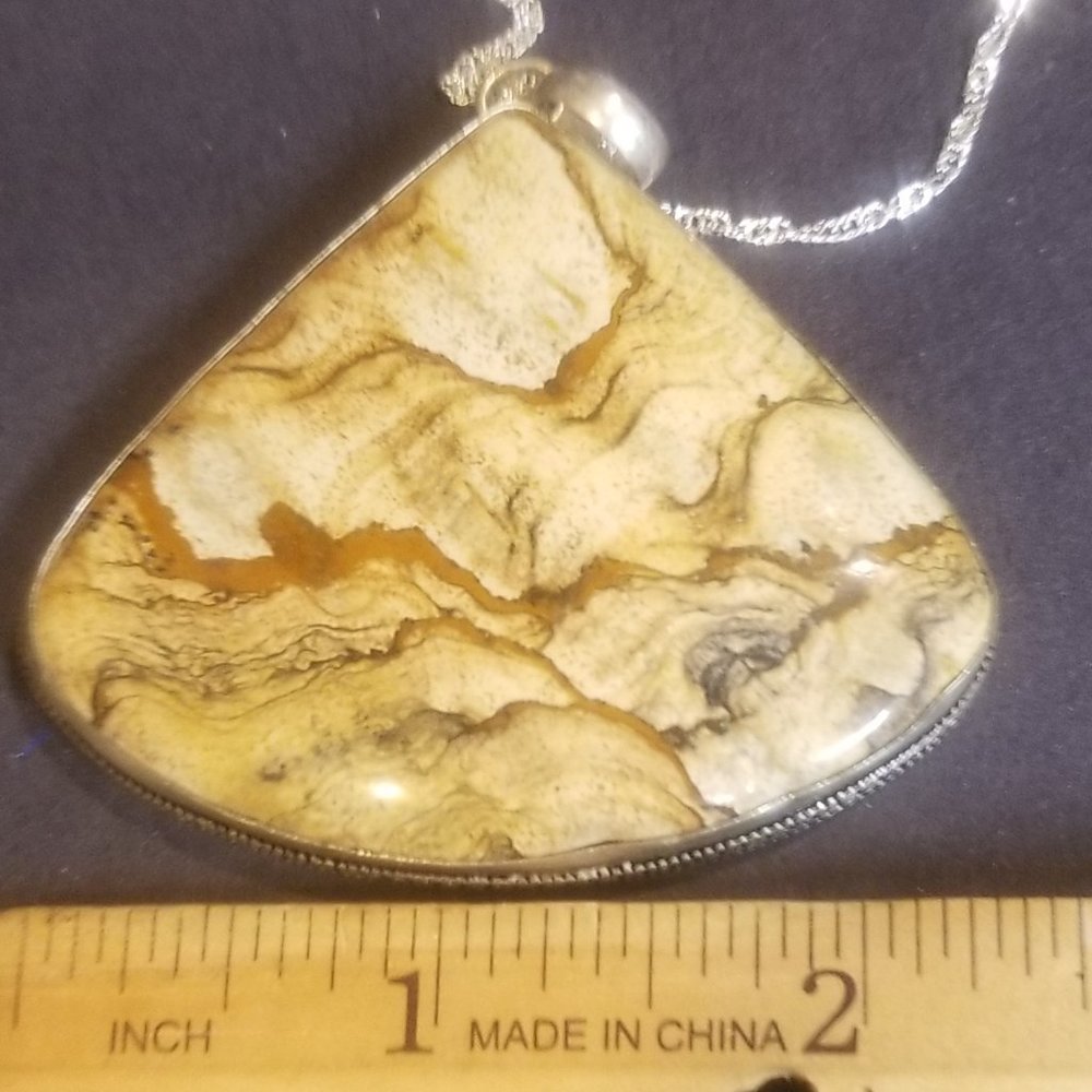 Mookaite Stone Pendant with Chain  ..   One of Kind Pendant   2.5 x 2.1 (large )